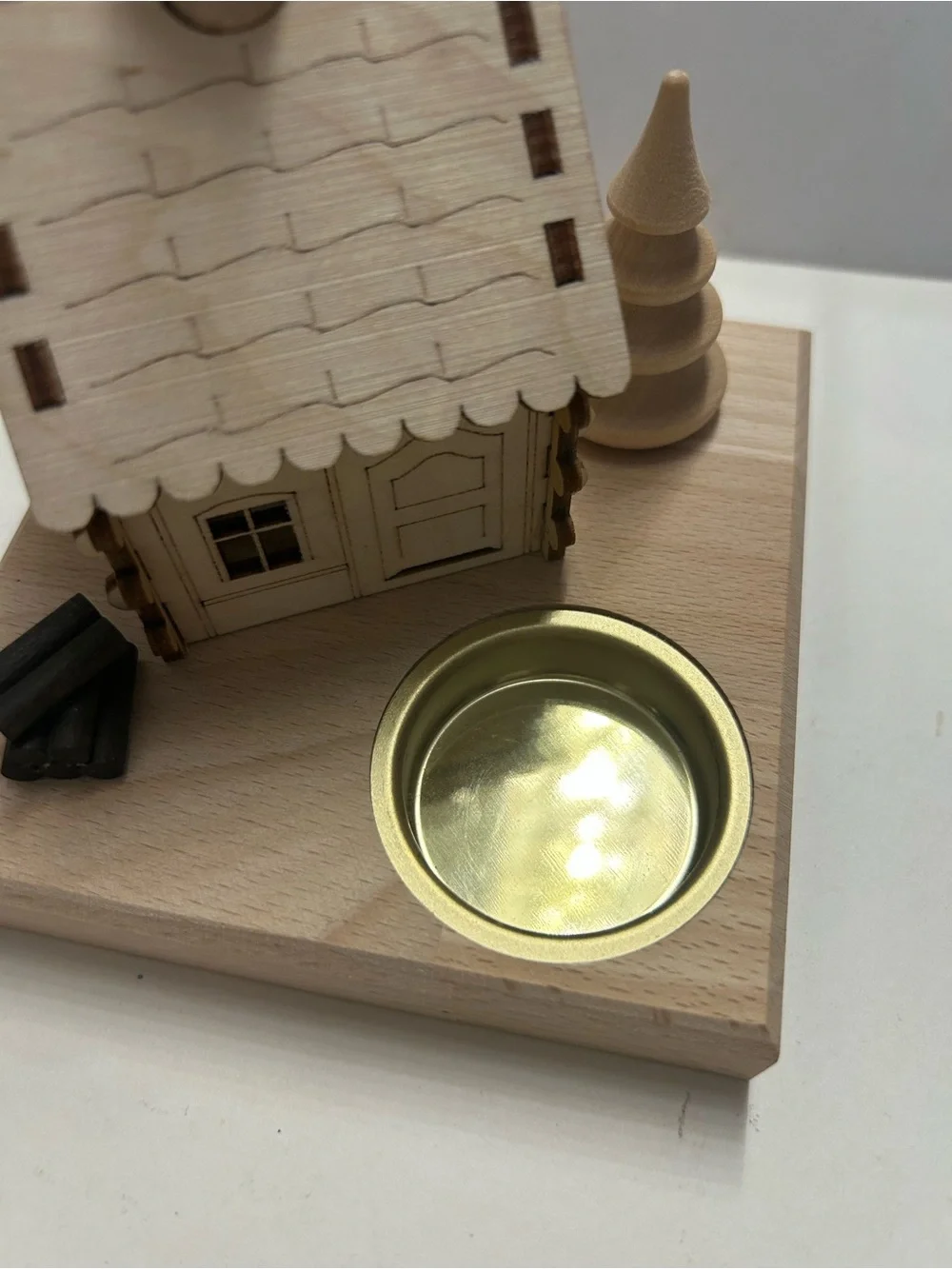 Wood House Incense and Tealight Holder SAICO Smokehouse German Wood Art Decor